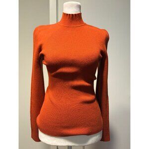 Banana Republic Ribbed Flare Sleeve Turtleneck Sweater Rust XS